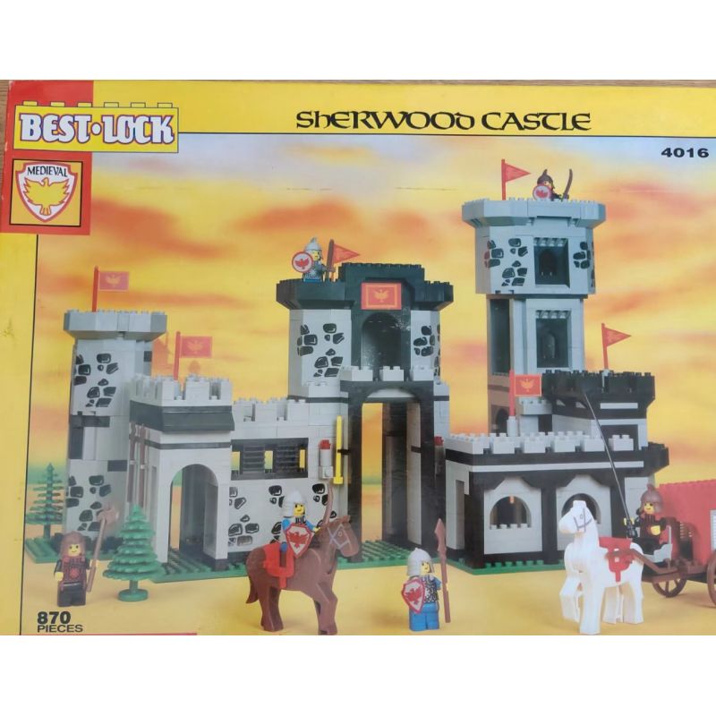 BEST-LOCK 4016 non Lego LÂU ĐÀI LỪA ĐẢO bộ đồ chơi xếp lắp ráp ghép mô hình Medieval Castle SHERWOOD CASTLE Chiến Tranh Trung Cổ 870 khối