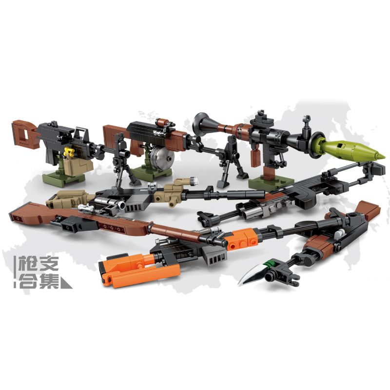 SHENG YUAN SY 1668 non Lego BỘ SƯU TẬP SÚNG 8 RPG7 SVD AK308 AK47 PKP MOSIN NAGANT AKM RPK bộ đồ chơi xếp lắp ráp ghép mô hình Military Army SURVIVAL WARFARE Quân Sự Bộ Đội 511 khối