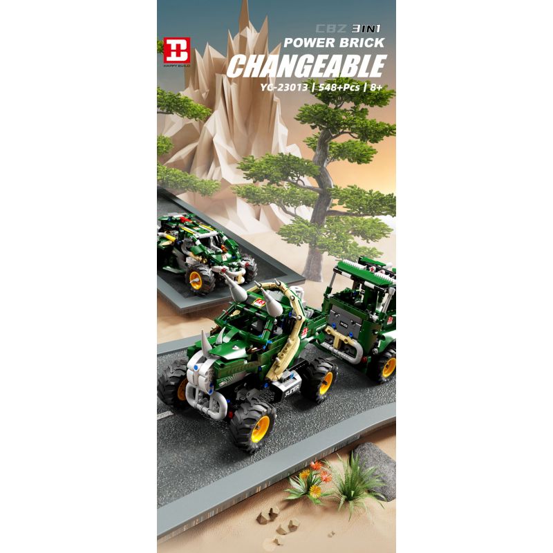 HAPPY BUILD SHINEYU XINYU YC-23013 23013 YC23013 non  XE BIẾN HÌNH TRICERATOPS KHỦNG LONG bộ đồ chơi xếp lắp ráp ghép mô hình Jurassic World Thế Giới Khủng Long 548 khối