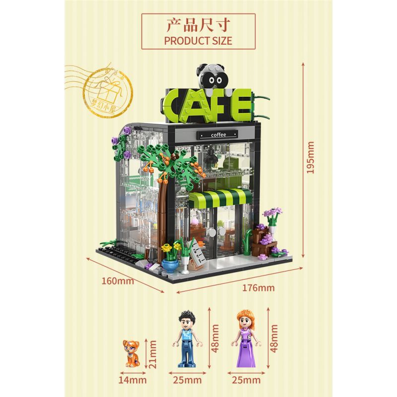 FORANGE FC8502 8502 non  QUÁN CÀ PHÊ bộ đồ chơi xếp lắp ráp ghép mô hình DREAM COTTAGE 589 khối