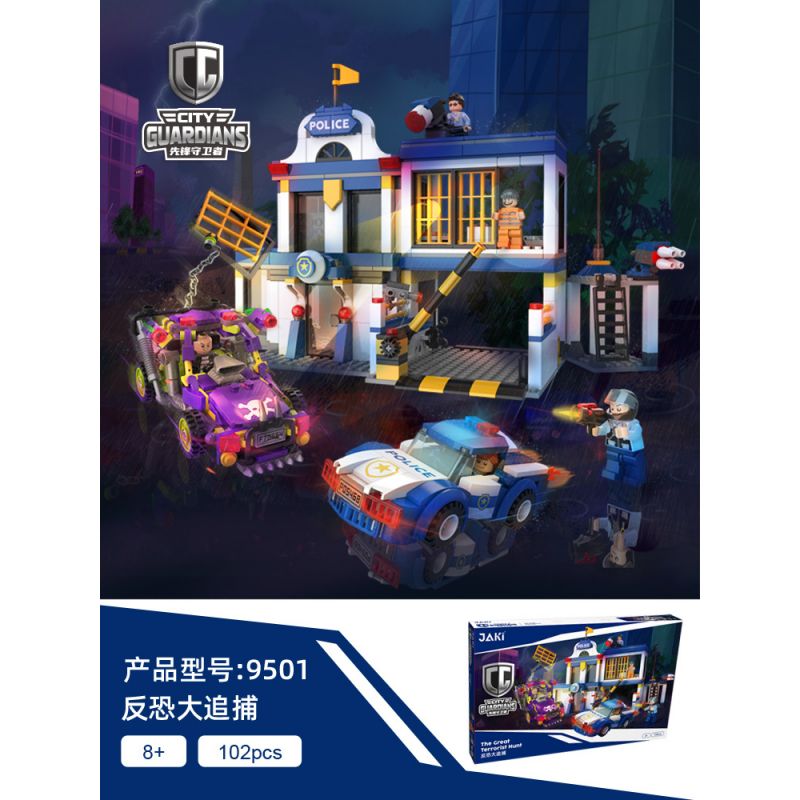 JAKI JK9501 9501 non  SĂN LÙNG CHỐNG KHỦNG BỐ bộ đồ chơi xếp lắp ráp ghép mô hình CITY GUARDIANS THE GREAT TERRORIST HUNT 743 khối