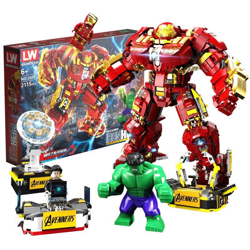 LW 2070 non  HULKBUSTER PHIÊN BẢN SẮT TỐI CAO bộ đồ chơi xếp lắp ráp ghép mô hình Super Heroes IRON HERO Siêu Nhân Anh Hùng 2115 khối