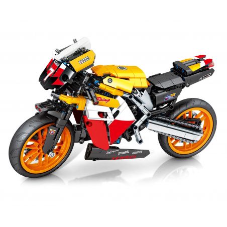SEMBO 701718 non  MÔ TÔ PHÂN KHỐI LỚN MÀU CAM MÁT MẺ bộ đồ chơi xếp lắp ráp ghép mô hình  ENJOY THE RIDE Kỹ Thuật Công Nghệ Cao Mô Hình Phương Tiện 701 khối