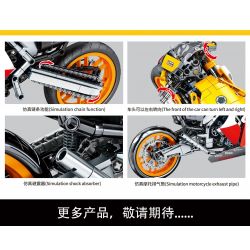 SEMBO 701718 non  MÔ TÔ PHÂN KHỐI LỚN MÀU CAM MÁT MẺ bộ đồ chơi xếp lắp ráp ghép mô hình  ENJOY THE RIDE Kỹ Thuật Công Nghệ Cao Mô Hình Phương Tiện 701 khối