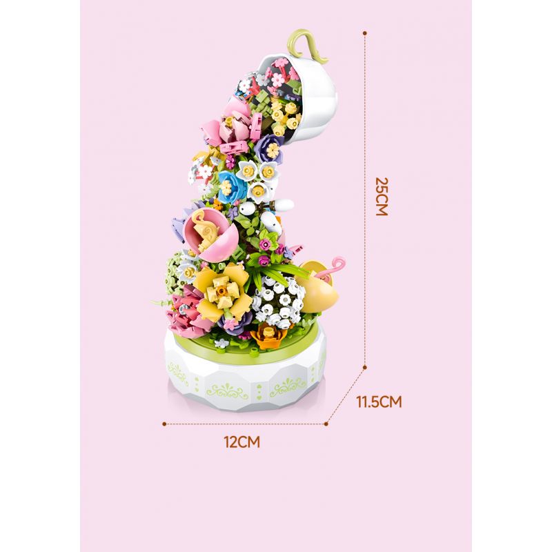 SEMBO 611050 611081 non  HỘP NHẠC HOA NGÔN NGỮ TRÀ HUA YAN bộ đồ chơi xếp lắp ráp ghép mô hình Creator Sáng Tạo 575 khối