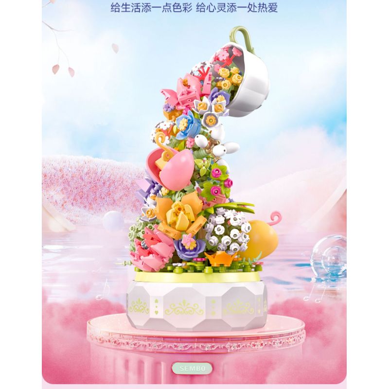 SEMBO 611050 611081 non  HỘP NHẠC HOA NGÔN NGỮ TRÀ HUA YAN bộ đồ chơi xếp lắp ráp ghép mô hình Creator Sáng Tạo 575 khối