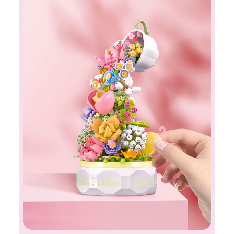 SEMBO 611050 611081 non  HỘP NHẠC HOA NGÔN NGỮ TRÀ HUA YAN bộ đồ chơi xếp lắp ráp ghép mô hình Creator Sáng Tạo 575 khối