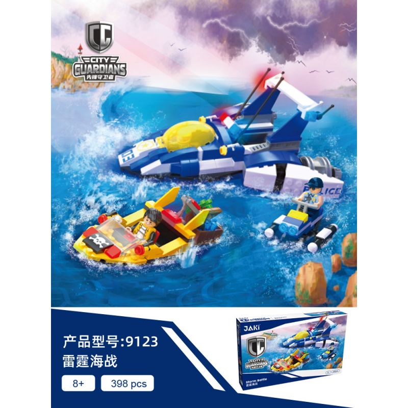 JAKI JK9123 9123 non  TRẬN CHIẾN BIỂN SẤM SÉT bộ đồ chơi xếp lắp ráp ghép mô hình CITY GUARDIANS 398 khối