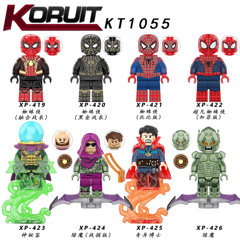 KORUIT KT1055 1055 XP non Lego 8 LOẠI NHÂN VẬT NGƯỜI NHỆN bộ đồ chơi xếp lắp ráp ghép mô hình Spider-Man SPIDER-MAN NO WAY HOME
