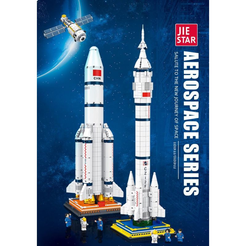JIESTAR FF41011 41011 non  TÊN LỬA ĐẨY TRƯỜNG CHINH 5 THÁNG 3 bộ đồ chơi xếp lắp ráp ghép mô hình Space LONG MARCH 5 CZ-5 Thám Hiểm Không Gian 1403 khối