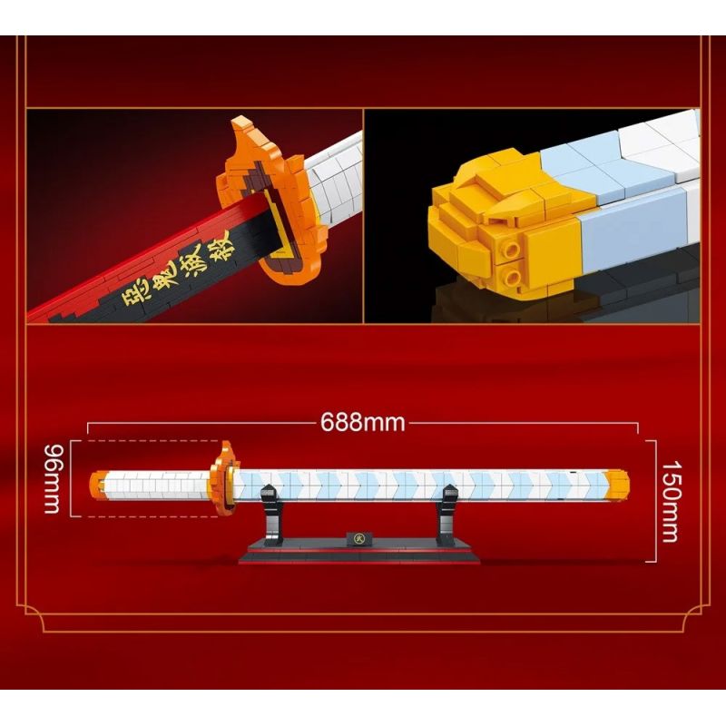 DK 1503 non  DAO BÁNH XE MẶT TRỜI YANZHU 1:1 tỷ lệ 1:1 bộ đồ chơi xếp lắp ráp ghép mô hình Kimetsu No Yaiba DEMON SLAYER Thanh Gươm Diệt Quỷ 790 khối