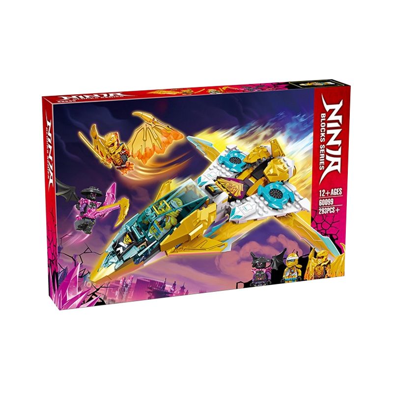 NOT Lego ZANE'S GOLDEN DRAGON JET 71770 7010 ZIMO 60099 xếp lắp ráp ghép mô hình MÁY BAY PHẢN LỰC RỒNG VÀNG CỦA ZANE YÊU Crystalized 258 khối