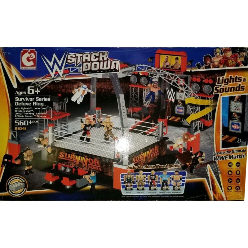 C3 21041 non Lego NHẪN CAO CẤP WWE STACKDOWN SURVIVOR SERIES bộ đồ chơi xếp lắp ráp ghép mô hình Sports Thể Thao 560 khối