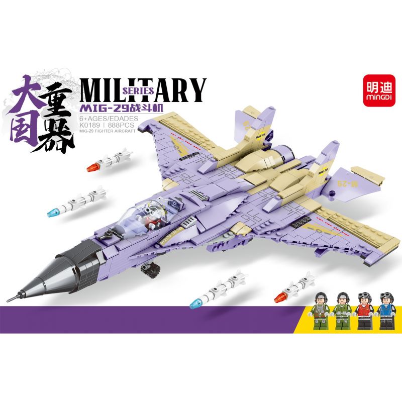 MINGDI K0189 0189 non  TIÊM KÍCH MIG-29 bộ đồ chơi xếp lắp ráp ghép mô hình Military Army MIG-29 MIKOYAN GUREVICH Quân Sự Bộ Đội 888 khối