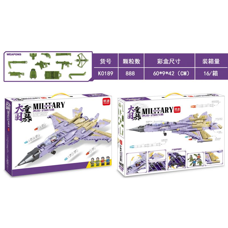 MINGDI K0189 0189 non  TIÊM KÍCH MIG-29 bộ đồ chơi xếp lắp ráp ghép mô hình Military Army MIG-29 MIKOYAN GUREVICH Quân Sự Bộ Đội 888 khối
