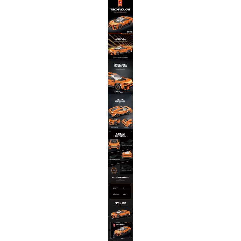 REOBRIX 690 non  LAMBORGHINI URUS bộ đồ chơi xếp lắp ráp ghép mô hình  Kỹ Thuật Công Nghệ Cao Mô Hình Phương Tiện 408 khối