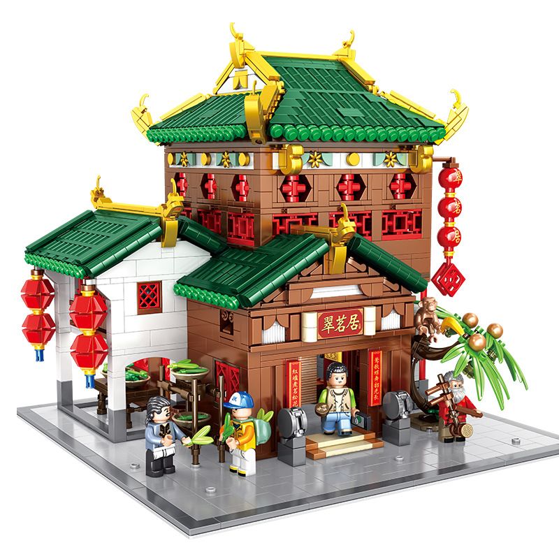 PanlosBrick 610014 Panlos Brick 610014 non Lego NHÀ NGỌC LỤC BẢO bộ đồ chơi xếp lắp ráp ghép mô hình Chinatown THE CULTURE OF CHINA Khu Phố Tàu 2562 khối