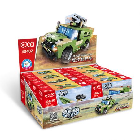 GUDI 40402 non  XE BỌC THÉP TIGER 8 TỔ HỢP bộ đồ chơi xếp lắp ráp ghép mô hình Military Army Quân Sự Bộ Đội 286 khối