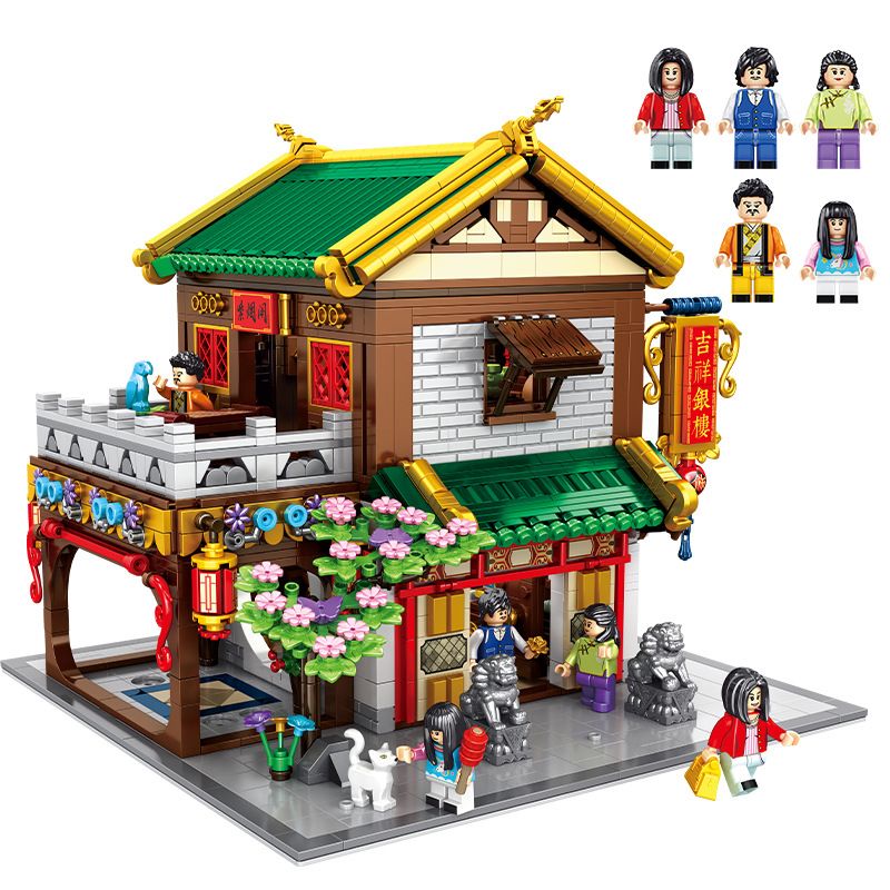 PanlosBrick 610012 Panlos Brick 610012 non Lego NGÔI NHÀ BẠC MAY MẮN bộ đồ chơi xếp lắp ráp ghép mô hình Chinatown THE CULTURE OF CHINA Khu Phố Tàu 2551 khối