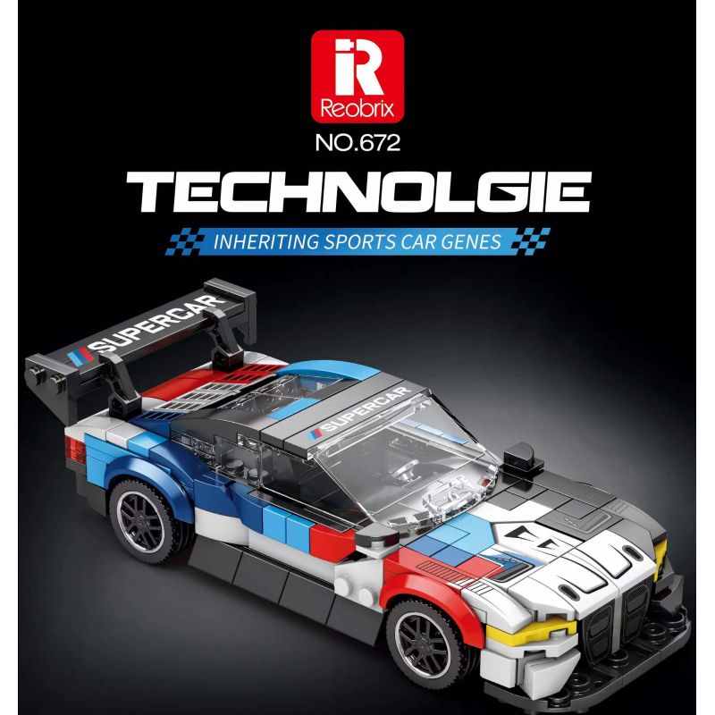 REOBRIX 672 non  XE M4 GT3 bộ đồ chơi xếp lắp ráp ghép mô hình Speed Champions Racing Cars BMW M4 GT3 Đua Xe Công Thức 385 khối