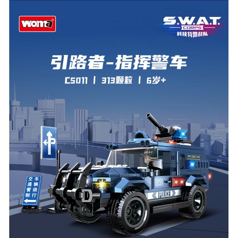WOMA C5011 5011 non  HƯỚNG DẪN VIÊN CHỈ ĐẠO XE CẢNH SÁT bộ đồ chơi xếp lắp ráp ghép mô hình SWAT CORPS 313 khối