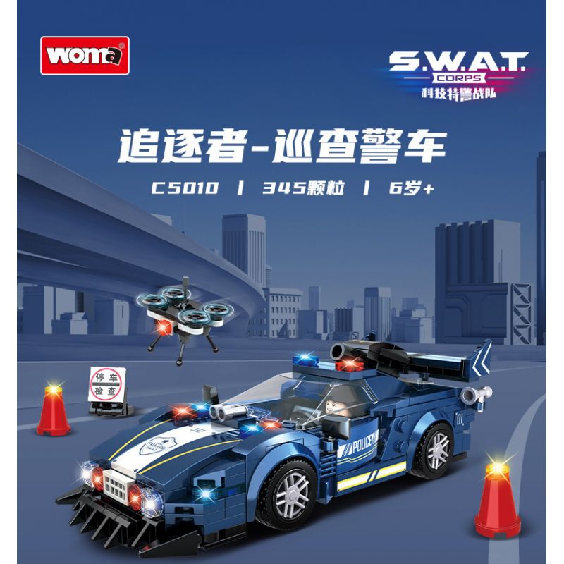 WOMA C5010 5010 non  CHASER TUẦN TRA XE CẢNH SÁT bộ đồ chơi xếp lắp ráp ghép mô hình SWAT CORPS 345 khối