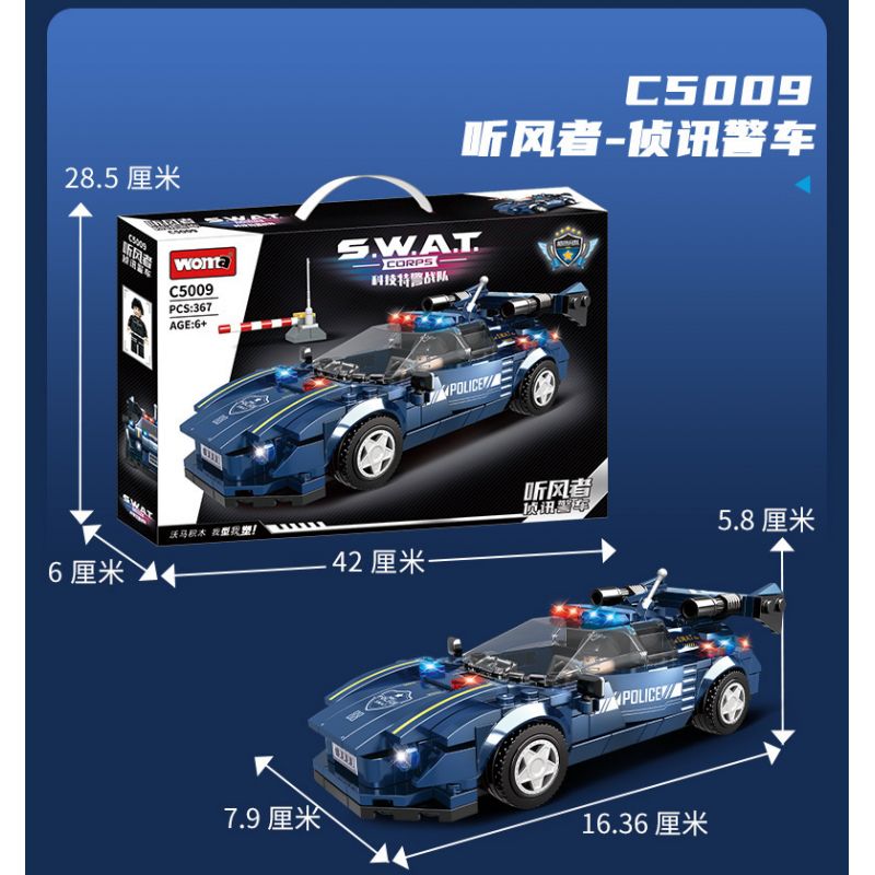 WOMA C5009 5009 non  NGƯỜI NGHE GIÓ THẨM VẤN XE CẢNH SÁT bộ đồ chơi xếp lắp ráp ghép mô hình SWAT CORPS 367 khối