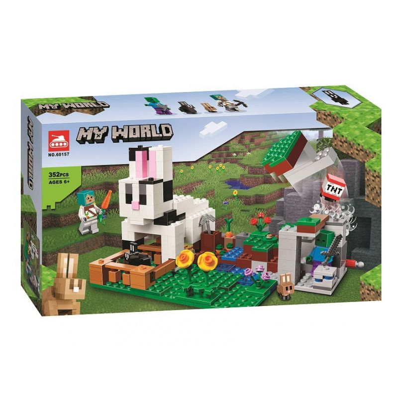 NOT Lego THE RABBIT RANCH 21181 TANK 60157 xếp lắp ráp ghép mô hình TRANG TRẠI THỎ Minecraft Game Xây Dựng 340 khối