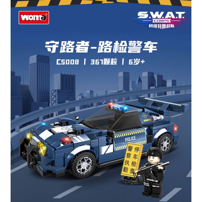 WOMA C5008 5008 non  BẢO VỆ ĐƯỜNG BỘ KIỂM TRA XE CẢNH SÁT bộ đồ chơi xếp lắp ráp ghép mô hình SWAT CORPS 367 khối
