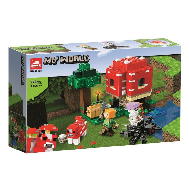 NOT Lego THE MUSHROOM HOUSE 21179 91179 TANK 60155 xếp lắp ráp ghép mô hình NHÀ NẤM Minecraft Game Xây Dựng 272 khối