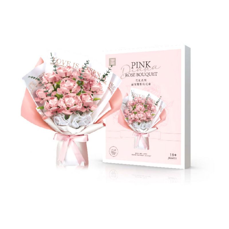 TOP TOY JK26931 26931 non Lego BÓ HOA HỒNG DIANA MÀU bộ đồ chơi xếp lắp ráp ghép mô hình PINK DIANA ROSE BOUQUET