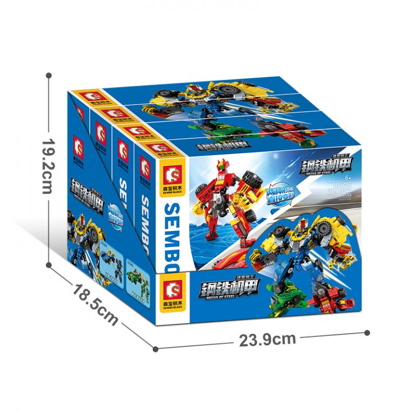 SEMBO 103281 103282 103283 103280 non  IRON MECHA STAR KNIGHT 4 KẾT HỢP bộ đồ chơi xếp lắp ráp ghép mô hình Transformers MECHA OF STEEL Robot Đại Chiến Người Máy Biến Hình 817 khối