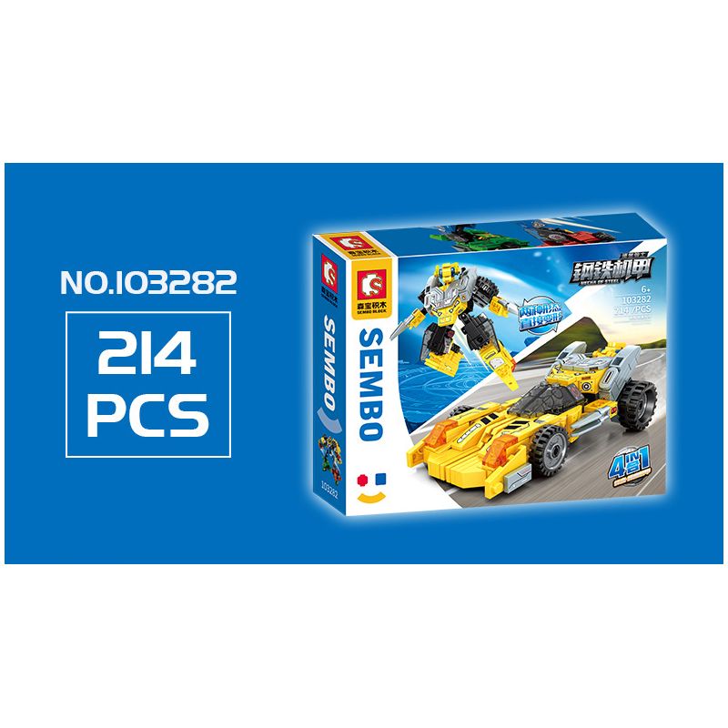 SEMBO 103281 103282 103283 103280 non  IRON MECHA STAR KNIGHT 4 KẾT HỢP bộ đồ chơi xếp lắp ráp ghép mô hình Transformers MECHA OF STEEL Robot Đại Chiến Người Máy Biến Hình 817 khối