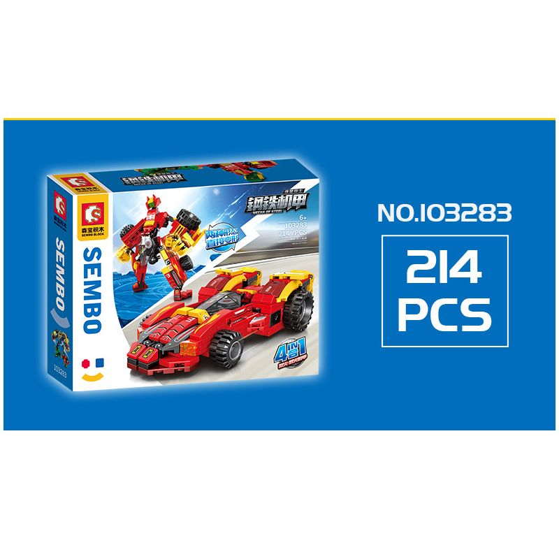 SEMBO 103281 103282 103283 103280 non  IRON MECHA STAR KNIGHT 4 KẾT HỢP bộ đồ chơi xếp lắp ráp ghép mô hình Transformers MECHA OF STEEL Robot Đại Chiến Người Máy Biến Hình 817 khối