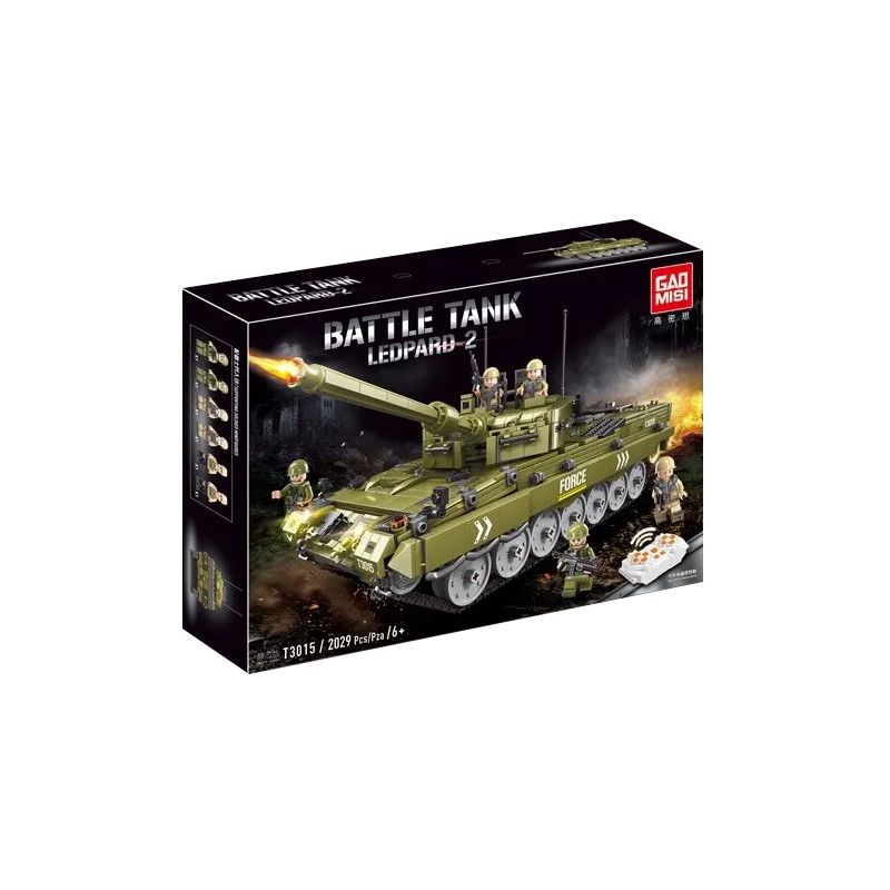 GAOMISI T3015 3015 non Lego XE TĂNG CHIẾN ĐẤU CHỦ LỰC LEOPARD 2 bộ đồ chơi xếp lắp ráp ghép mô hình Military Army BATTLE TANK LEOPARD 2 Quân Sự Bộ Đội 2029 khối