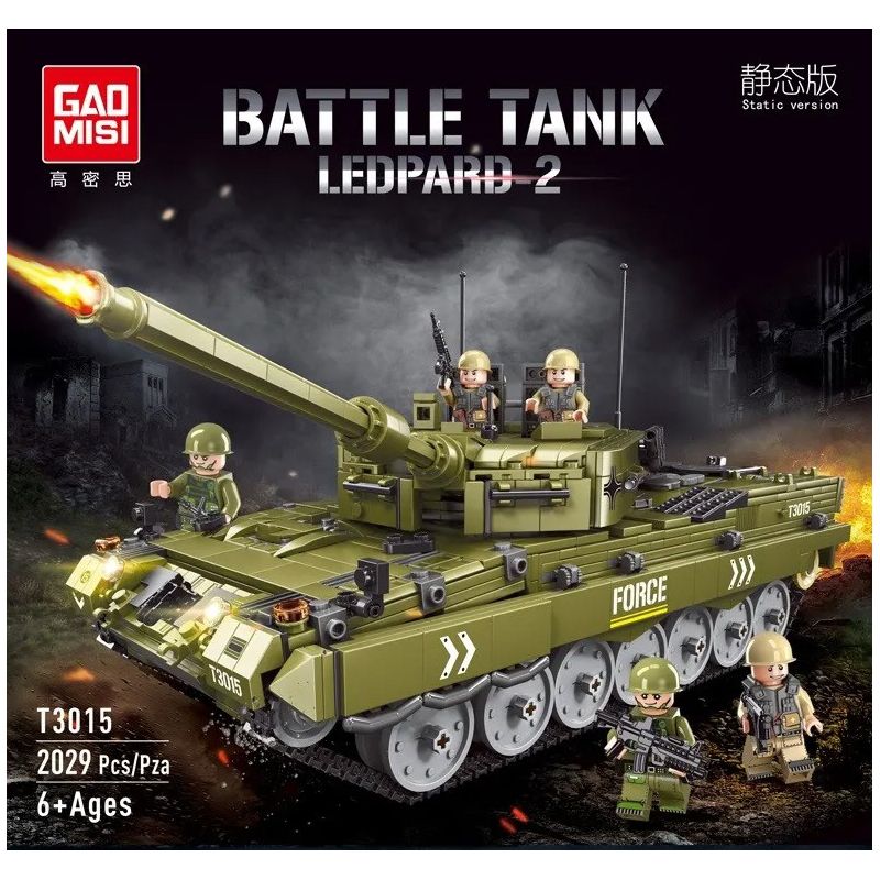GAOMISI T3015 3015 non  XE TĂNG CHIẾN ĐẤU CHỦ LỰC LEOPARD 2 bộ đồ chơi xếp lắp ráp ghép mô hình Military Army BATTLE TANK LEOPARD 2 Quân Sự Bộ Đội 2029 khối