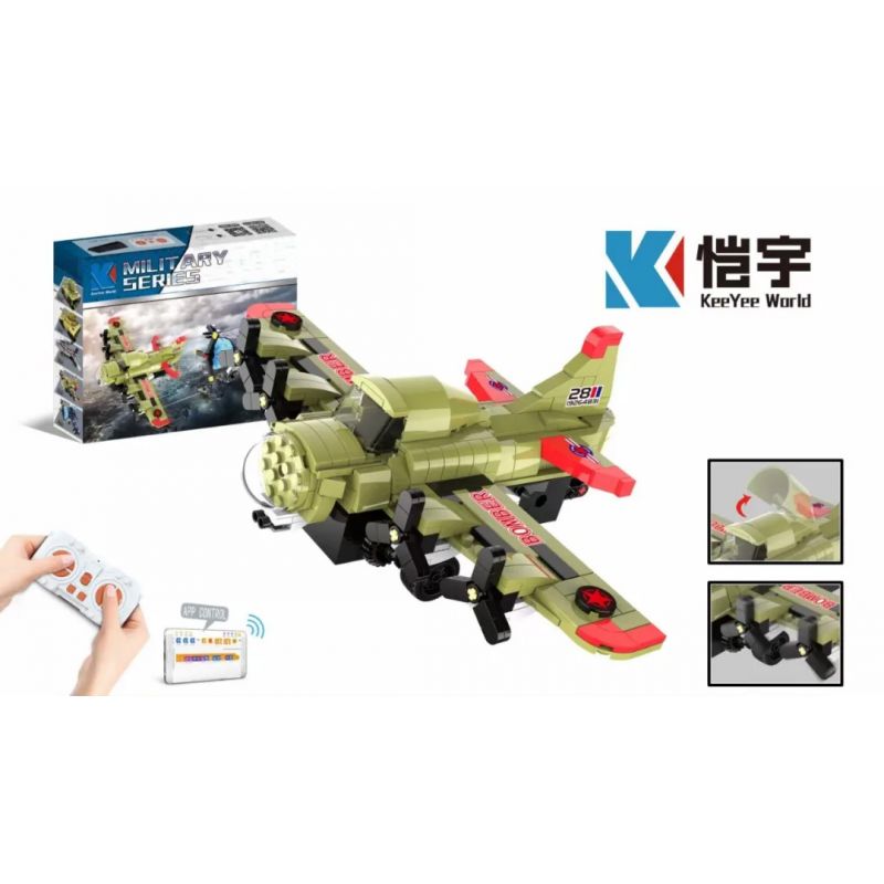 KAIYU K96146 96146 non Lego MÁY BAY NÉM BOM B-17 SKY FORTRESS bộ đồ chơi xếp lắp ráp ghép mô hình Military Army Quân Sự Bộ Đội 380 khối