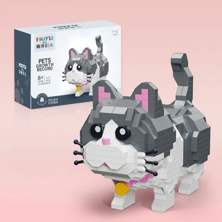 MOYU BLOCK MY93004 93004 non  MÈO CHUÔNG XANH bộ đồ chơi xếp lắp ráp ghép mô hình PETS GROWTH RECORD 673 khối