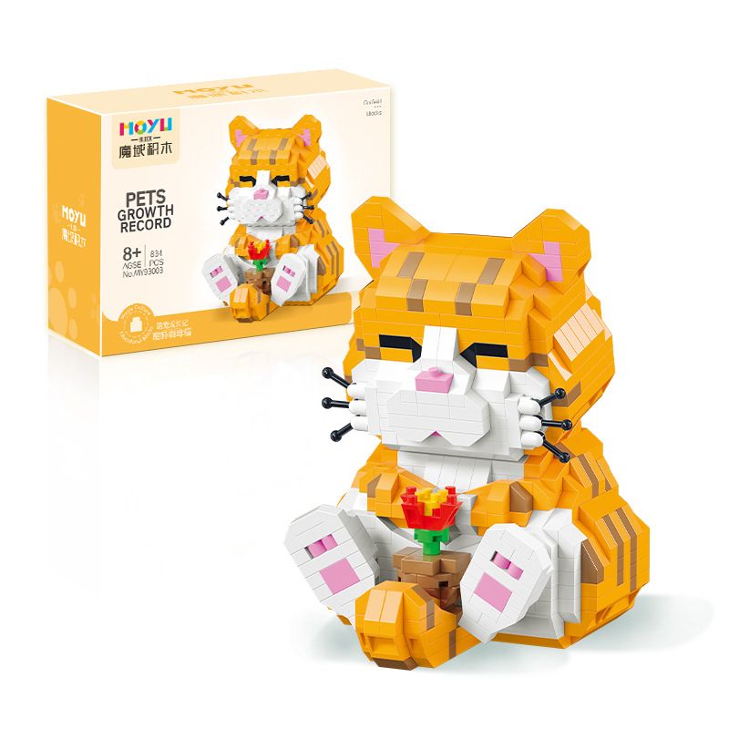 MOYU BLOCK MY93003 93003 non Lego CON MÈO MÀU CAM BUỒN NGỦ bộ đồ chơi xếp lắp ráp ghép mô hình PETS GROWTH RECORD 834 khối