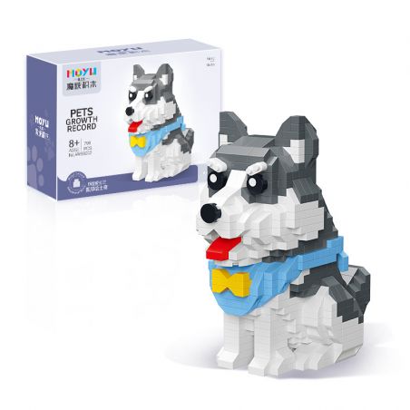 MOYU BLOCK MY93002 93002 non  HUSKY CÓ YẾM bộ đồ chơi xếp lắp ráp ghép mô hình PETS GROWTH RECORD 796 khối
