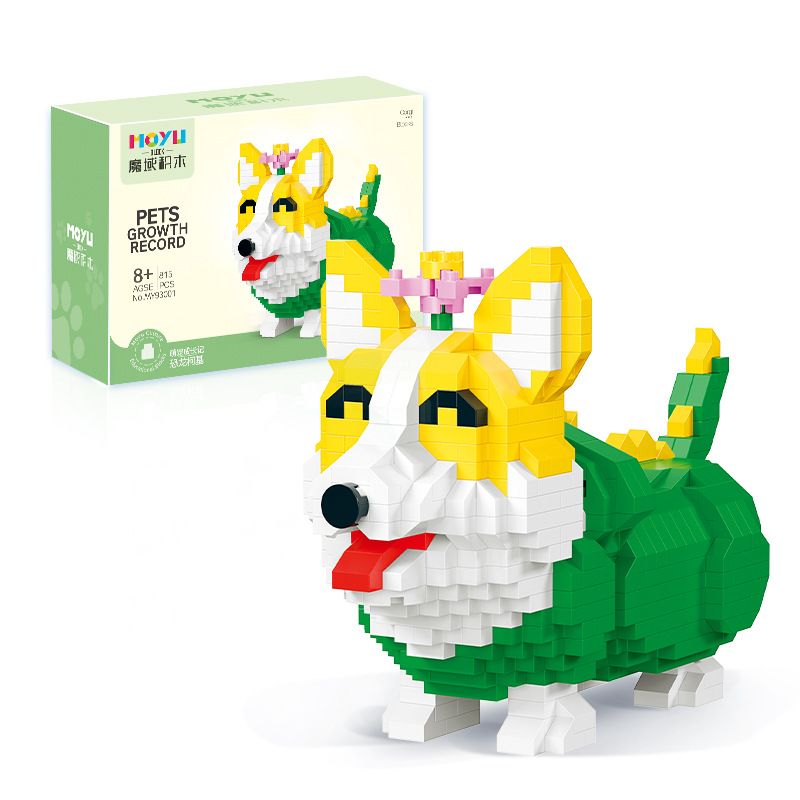 MOYU BLOCK MY93001 93001 non Lego CHÓ CORGI KHỦNG LONG bộ đồ chơi xếp lắp ráp ghép mô hình PETS GROWTH RECORD 815 khối