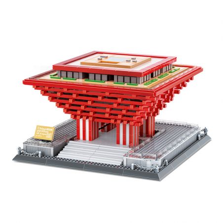 WANGE 7210 non  TRIỂN LÃM THẾ GIỚI THƯỢNG HẢI GIAN HÀNG TRUNG QUỐC bộ đồ chơi xếp lắp ráp ghép mô hình Buildings CHINA PAVILION AT EXPO 3049 khối