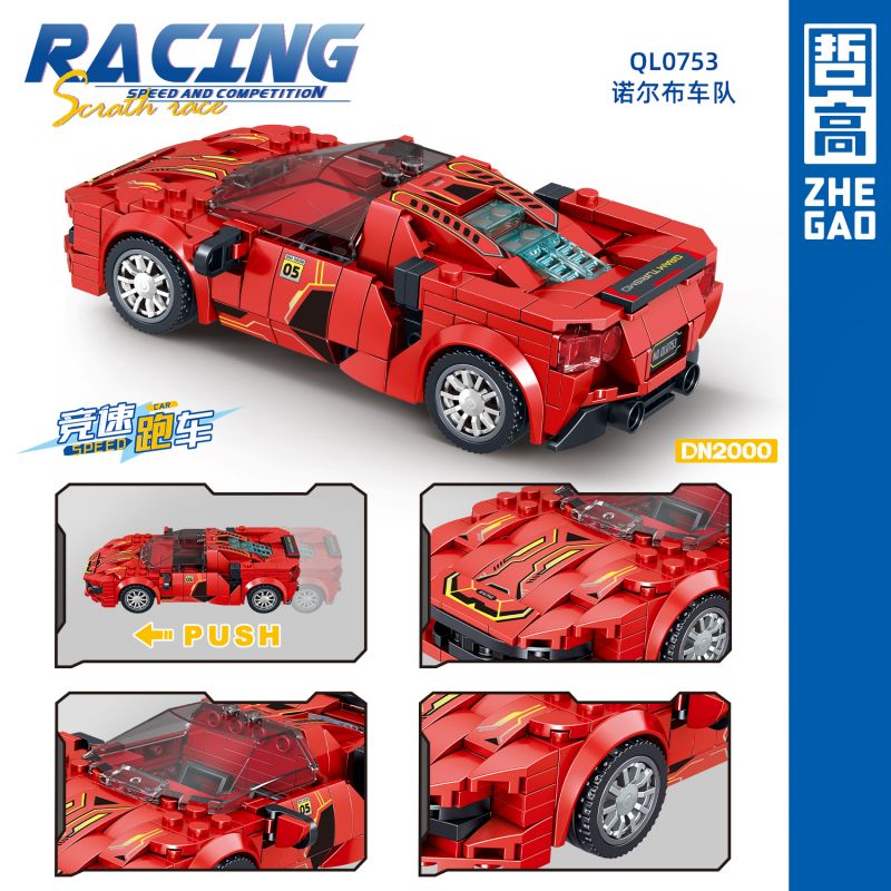 ZHEGAO QL0753-4 0753-4 non  ĐỘI ĐUA NORBU DN2000 bộ đồ chơi xếp lắp ráp ghép mô hình