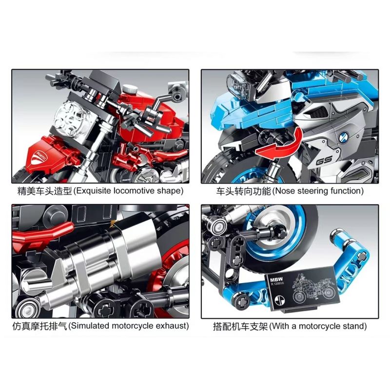 LWCK 80008-2 non  BMW R1200GS bộ đồ chơi xếp lắp ráp ghép mô hình Motorcycle Motorbike BMW R 1200GS Xe Hai Bánh 322 khối