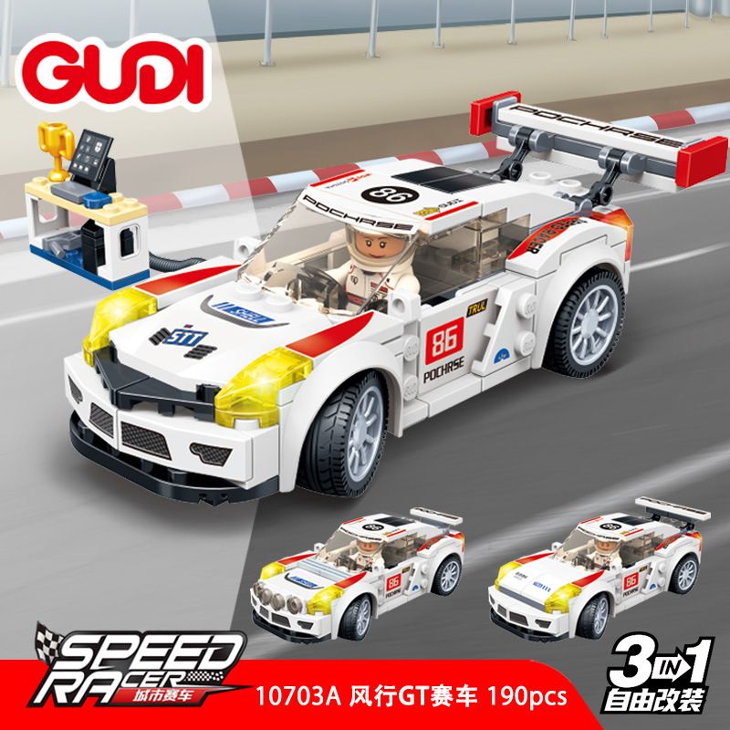 GUDI 10703 10703A 10703B 10703C 10703D non Lego 4 LOẠI XE ĐUA ĐÔ THỊ FENGXING GT ZHUDIAN SUYING VÀ STAR SPEED ​​GT bộ đồ chơi xếp lắp ráp ghép mô hình Racers SPEED RACER Đua Tốc Độ 755 khối