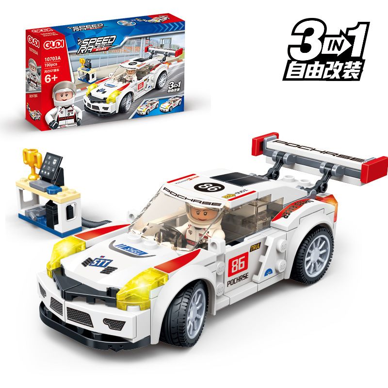 GUDI 10703 10703A 10703B 10703C 10703D non  4 LOẠI XE ĐUA ĐÔ THỊ FENGXING GT ZHUDIAN SUYING VÀ STAR SPEED ​​GT bộ đồ chơi xếp lắp ráp ghép mô hình Racers SPEED RACER Đua Tốc Độ 755 khối