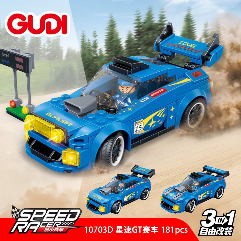 GUDI 10703 10703A 10703B 10703C 10703D non  4 LOẠI XE ĐUA ĐÔ THỊ FENGXING GT ZHUDIAN SUYING VÀ STAR SPEED ​​GT bộ đồ chơi xếp lắp ráp ghép mô hình Racers SPEED RACER Đua Tốc Độ 755 khối