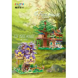 MOYU BLOCK MY92015 92015 non  NGÔI NHÀ TRÊN CÂY YÊU TINH bộ đồ chơi xếp lắp ráp ghép mô hình Modular Buildings ELF TREE HOUSE Mô Hình Nhà Cửa 3308 khối