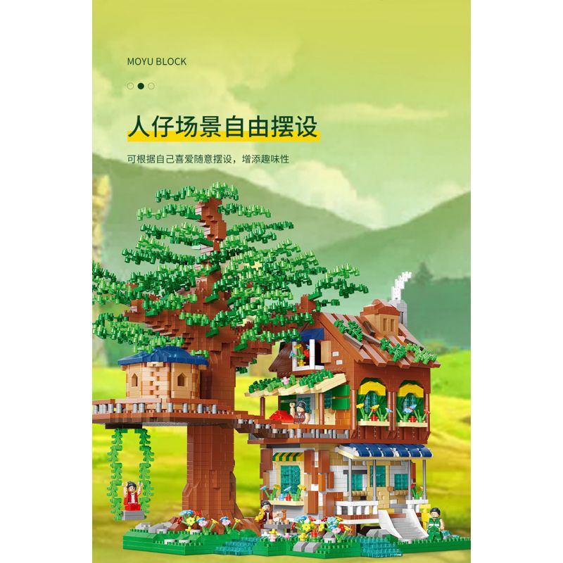 MOYU BLOCK MY92015 92015 non  NGÔI NHÀ TRÊN CÂY YÊU TINH bộ đồ chơi xếp lắp ráp ghép mô hình Modular Buildings ELF TREE HOUSE Mô Hình Nhà Cửa 3308 khối