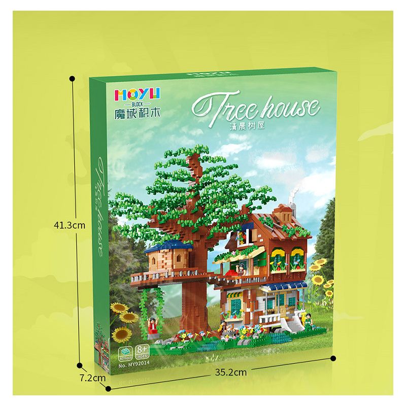 MOYU BLOCK MY92015 92015 non  NGÔI NHÀ TRÊN CÂY YÊU TINH bộ đồ chơi xếp lắp ráp ghép mô hình Modular Buildings ELF TREE HOUSE Mô Hình Nhà Cửa 3308 khối